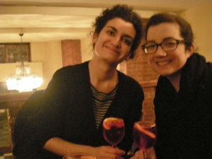 Enjoying spritz in Siena with my host, Marta. 